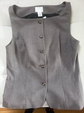 H&M Taupe Gray Sleeveless Button Vest